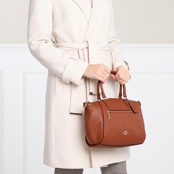coach polished pebble leather elise satchel